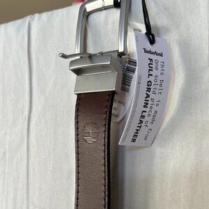 Timberland Brown/Black 35 MM Edge Stitch Reversible Leather Belt Size 50"
